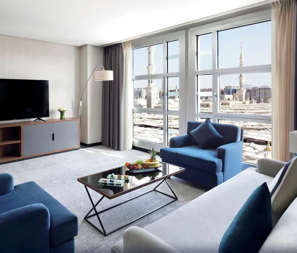 Hotel room sitting area